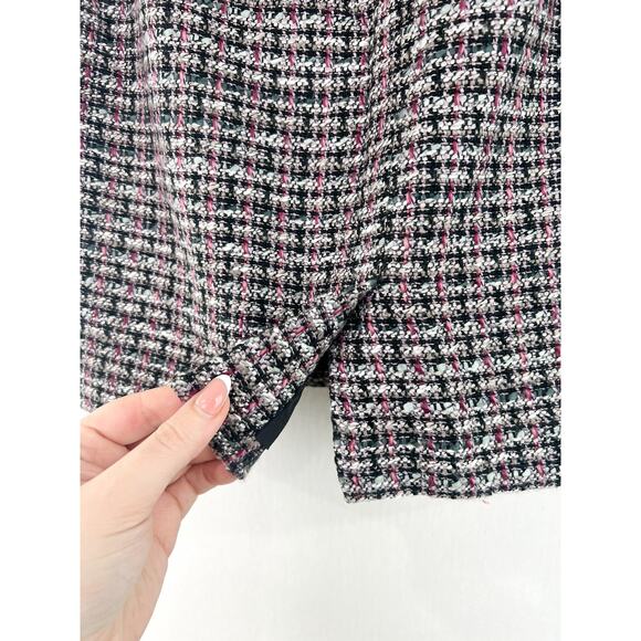 LOFT Woven Teed Plaid Wool Blend Mini Skirt 4 Petite Academia Preppy Schoolgirl - Picture 3 of 5